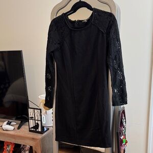 C. Luce Black Long Sleeve Lace Dress
